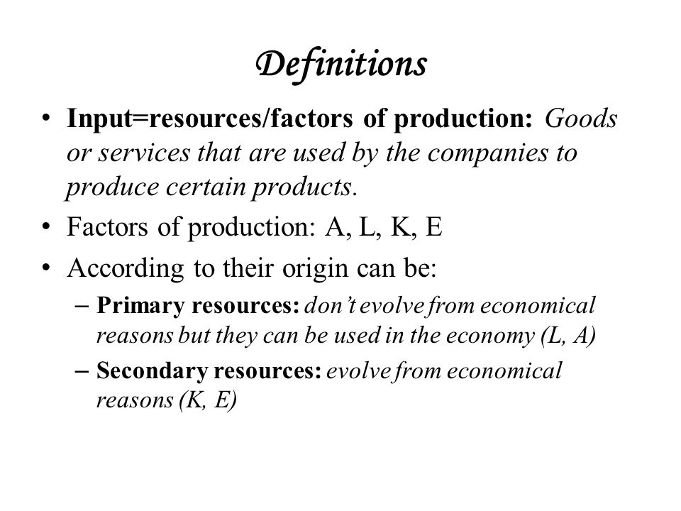 What are Input Prices and Input Goods in Macroeconomics?